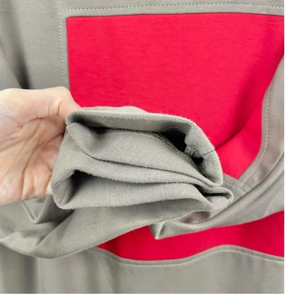 Olive and Red Colorblock Ponte Contemporary Dolman Long Sleeve Midi Dress Size L - Picture 5 of 6